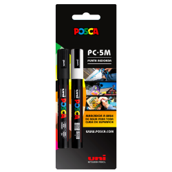 Pack Marcador Uni Posca 5m Acrílico Blanco Y Negro